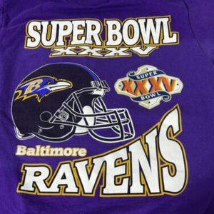 Vintage Baltimore Ravens Super Bowl Champs XXXV 35 Purple shirt tee